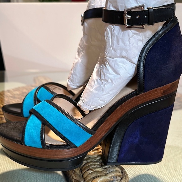 New Botkier New York Paloma Women's Turquoise and Purple Platform Sandals. - Picture 2 of 12